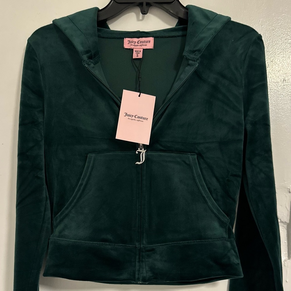 NWT! Juicy Couture Velour Pine Green Track Suit sweatsuit women’s size SMALL